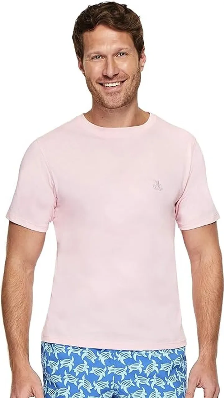 Tom & Teddy Solid Short Sleeve T-Shirt (Pink) Men's Clothing