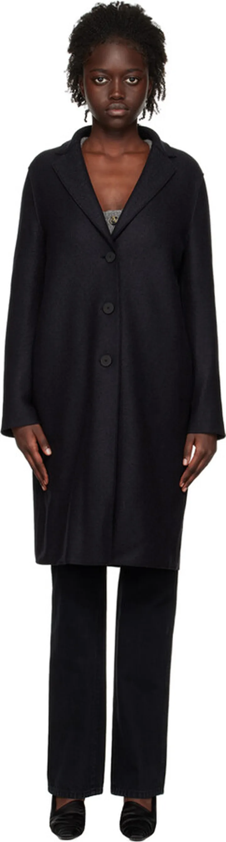 Harris Wharf London Black Felted Coat