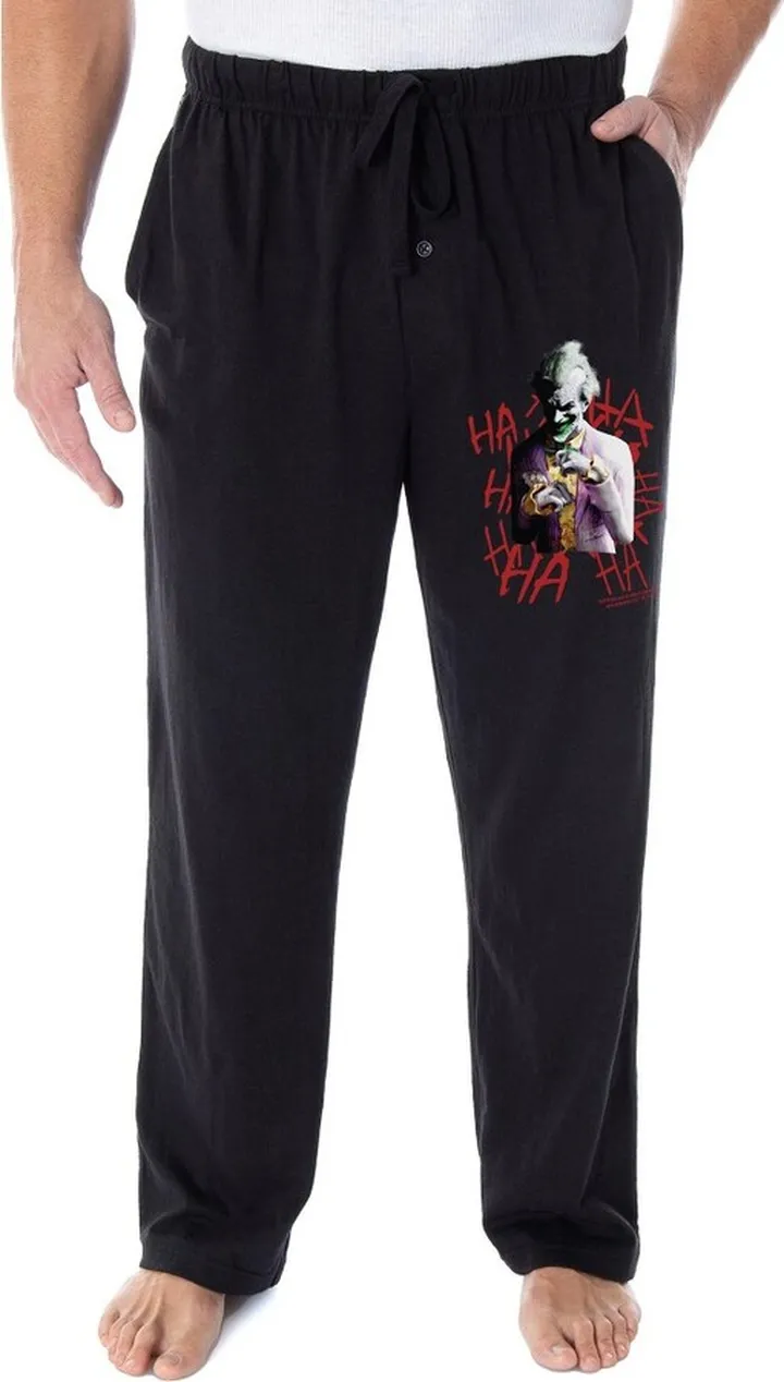 DC Comics Men's The Joker HA! HA! HA! Arkham Knight Loungewear Pajama Pants (2X) Black