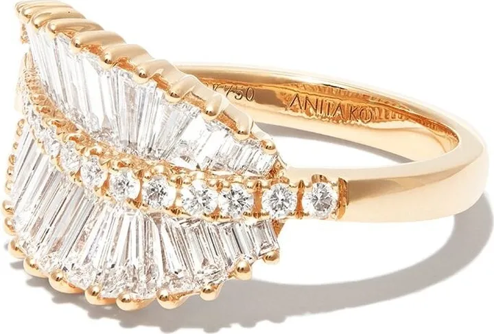 18kt yellow gold Palm Leaf diamond ring