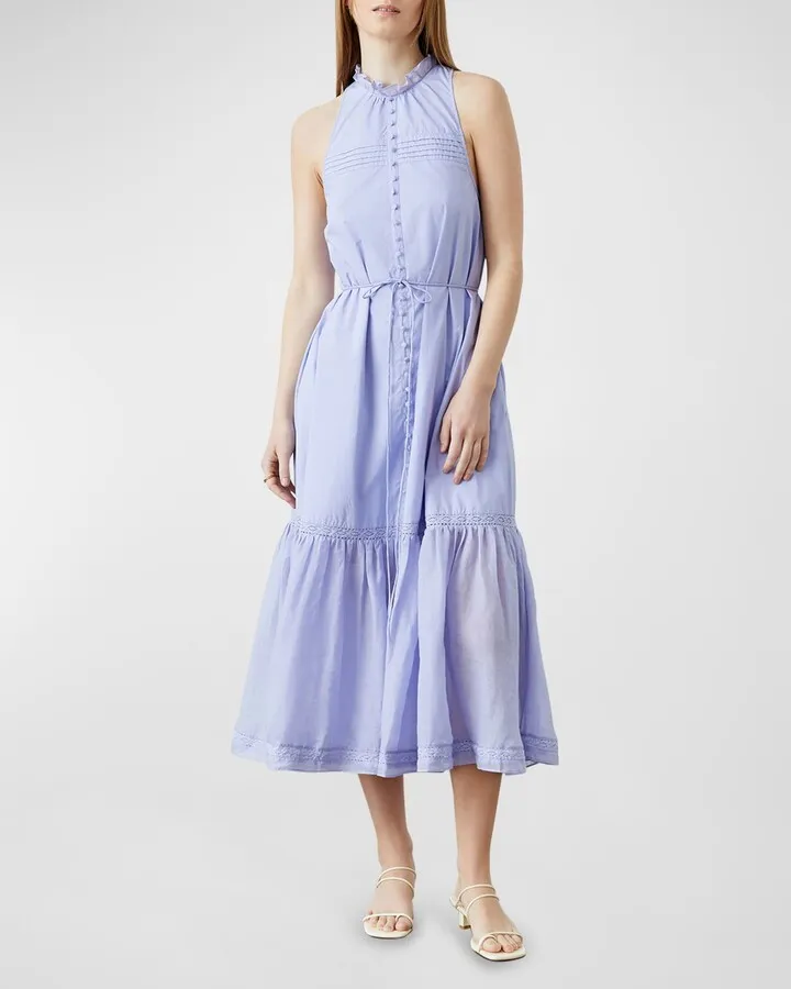 Audrey Sleeveless Flounce Poplin Midi Dress