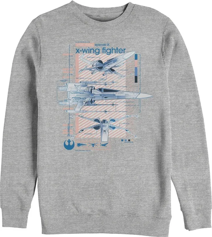 Men's Star Wars: The Rise of Skywalker X-Wing Details Sweatshirt - Athletic Heather - Large