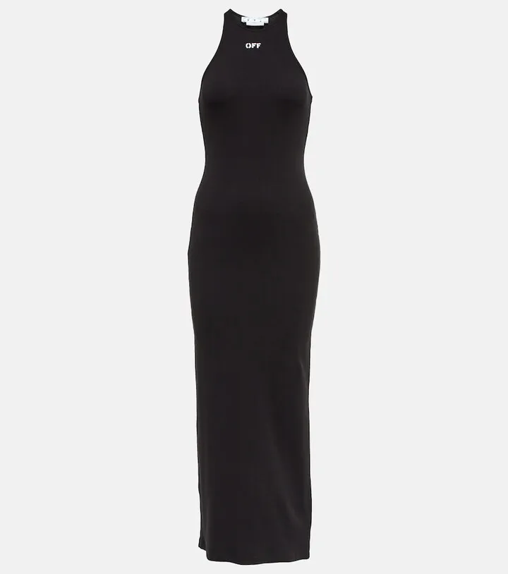 Logo cotton-blend jersey maxi dress