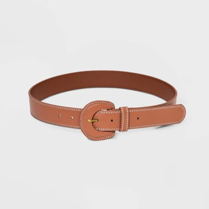 Women's Covered Buckle Thick Belt - Universal Thread™ Tan XL