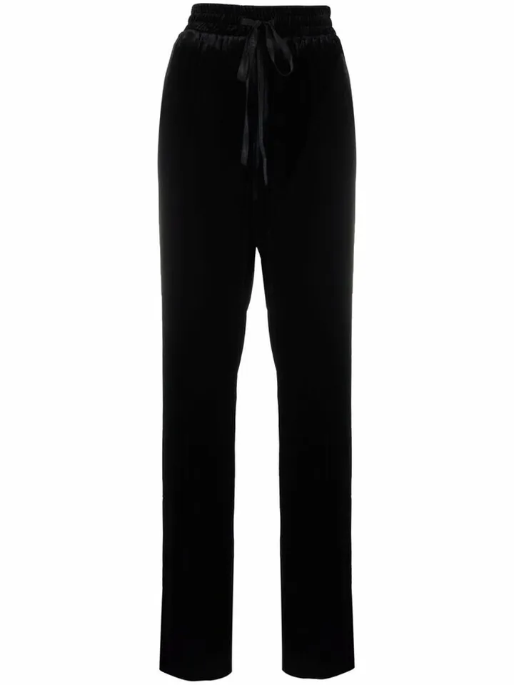 Velvet Straight-Leg Track Pants