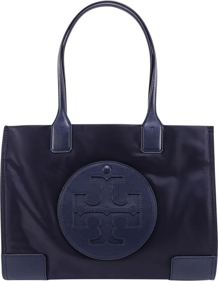 Nylon shoulder bag with frontal logo