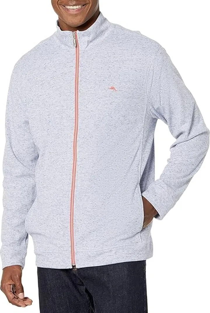 Tommy Bahama Pique Zip Top (Heather Blue) Men's Pajama
