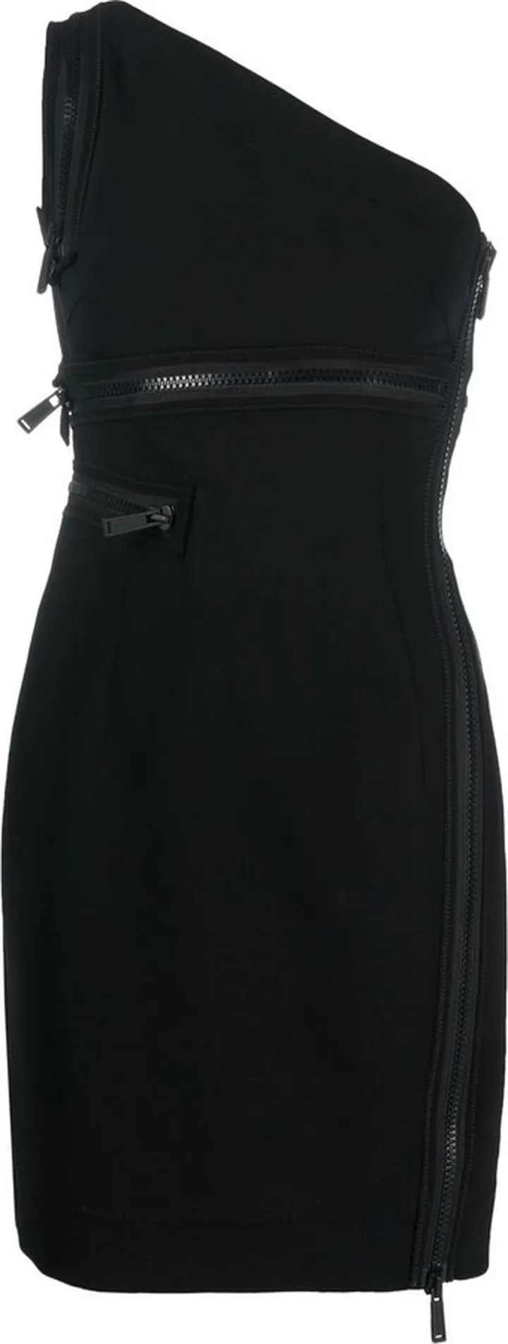 One-Shoulder Zip-Detail Minidress