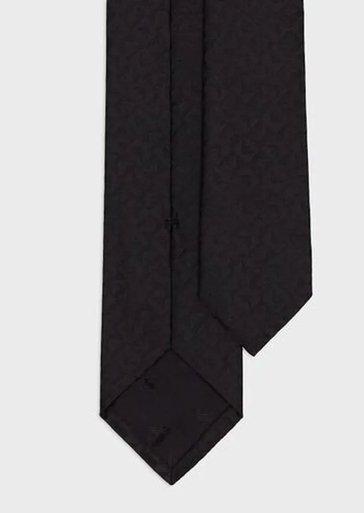 Pure silk monogram check jacquard tie