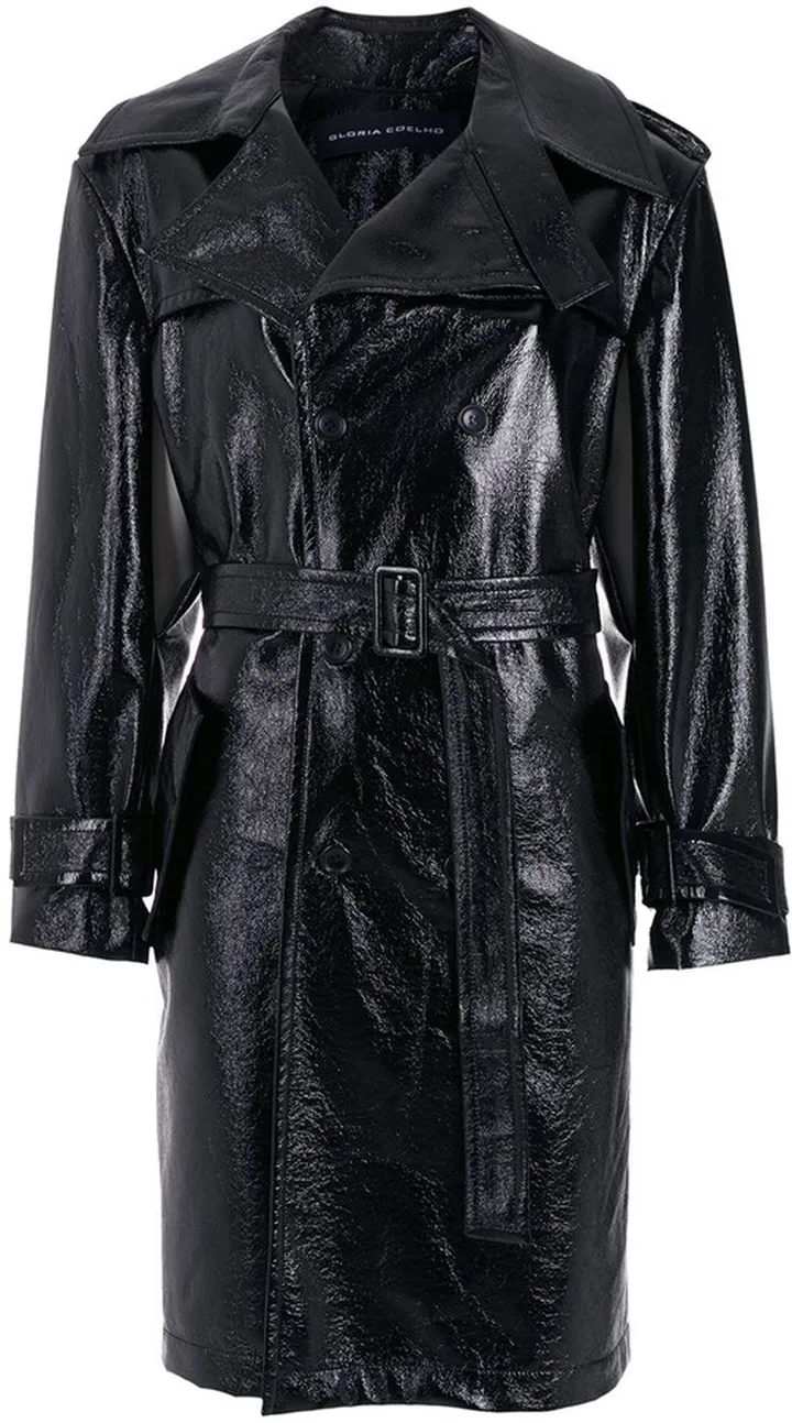 High-Shine Finish Trench Coat