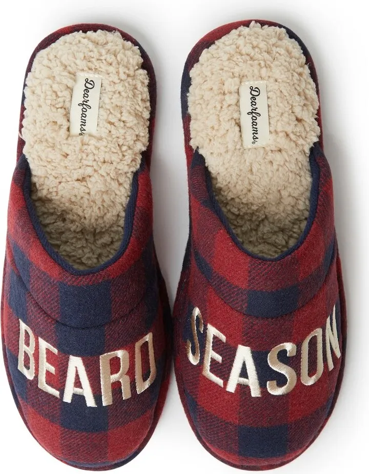 Dearfoams Men's Tyler Novelty Holiday Slip On Scuff Slippers