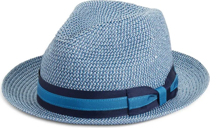 Classic Stripe Straw Fedora Hat