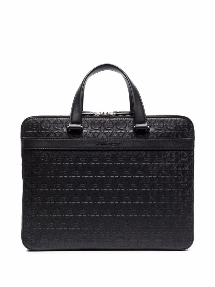 Gancini leather briefcase