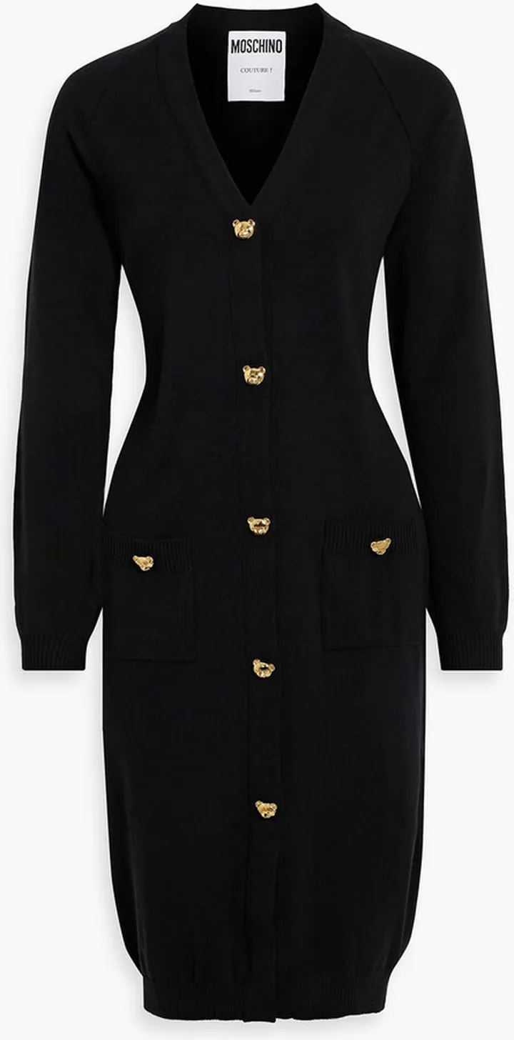 Button-embellished wool dress