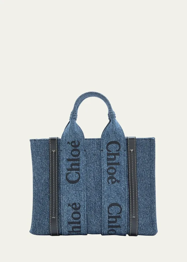 Woody Small Denim Tote Bag