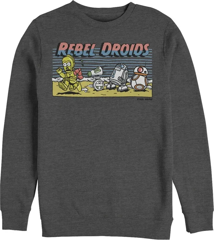 Men's Star Wars: The Rise of Skywalker Rebel Droids Cartoon Sweatshirt - Charcoal Heather - Large