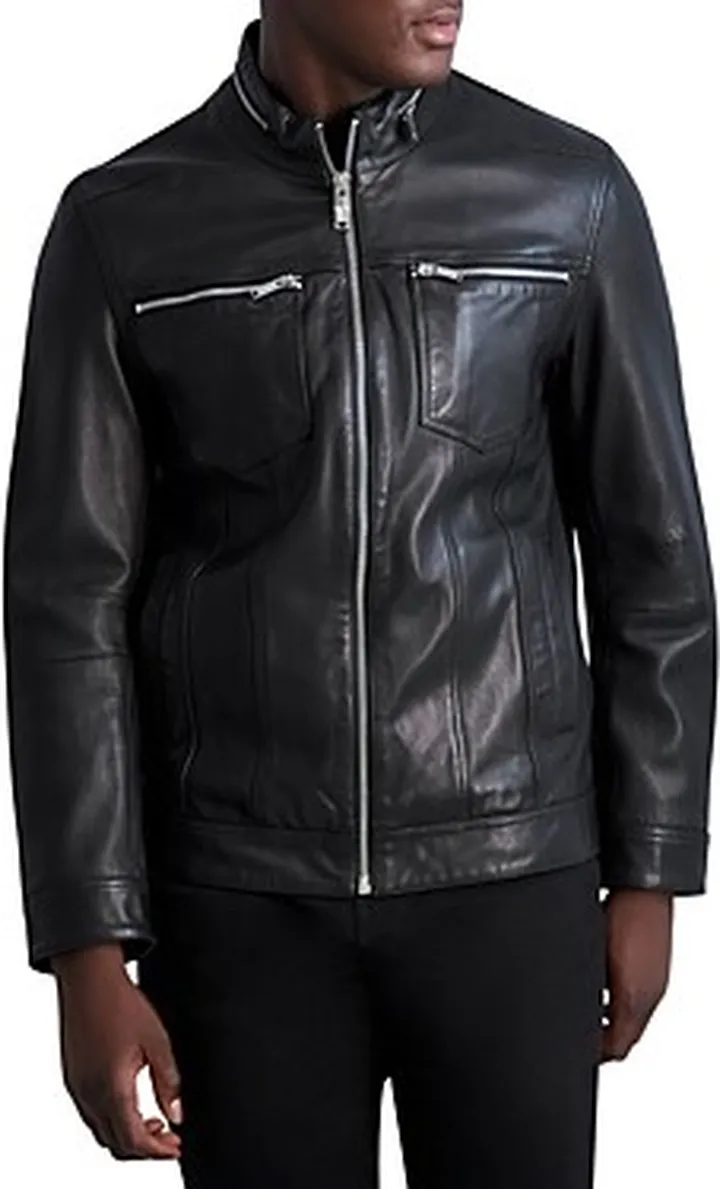 Karl Lagerfeld Paris Slim Fit Leather Jacket