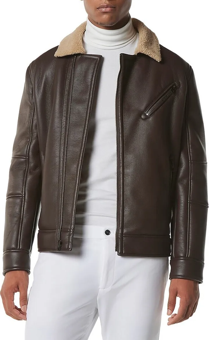 Maxton Faux Shearling Collar Moto Jacket