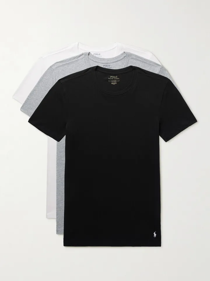 Three-Pack Slim-Fit Logo-Embroidered Cotton-Jersey T-Shirts