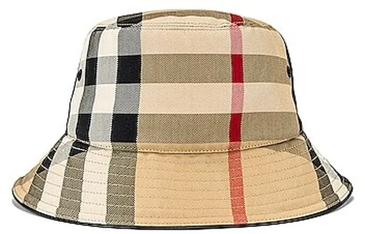 Burberry Check Bucket Hat in Beige
