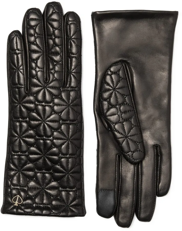 Spade Pattern Quilted Leather Gloves