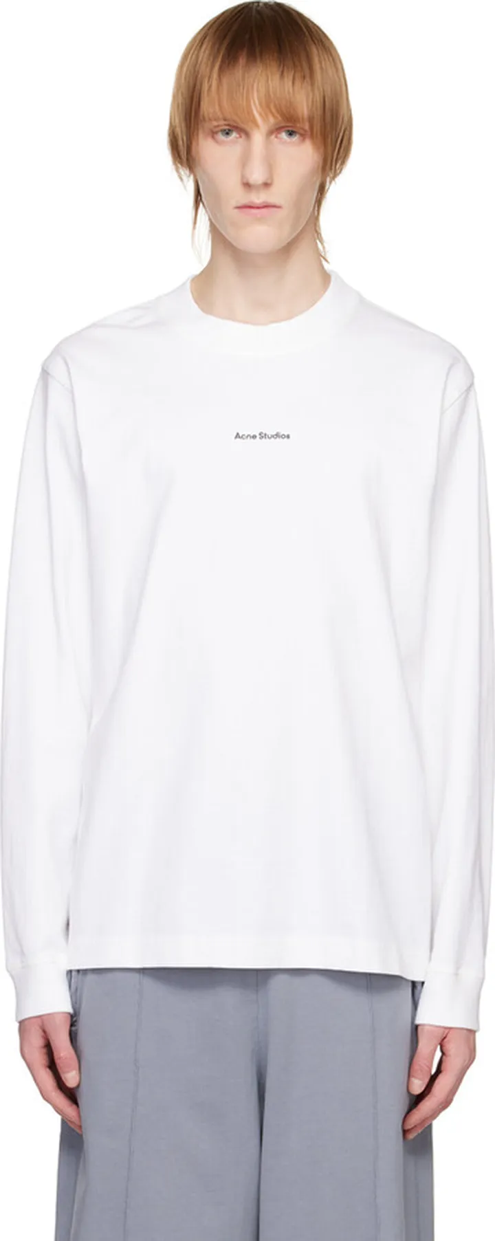 Acne Studios White Printed Long Sleeve T-Shirt