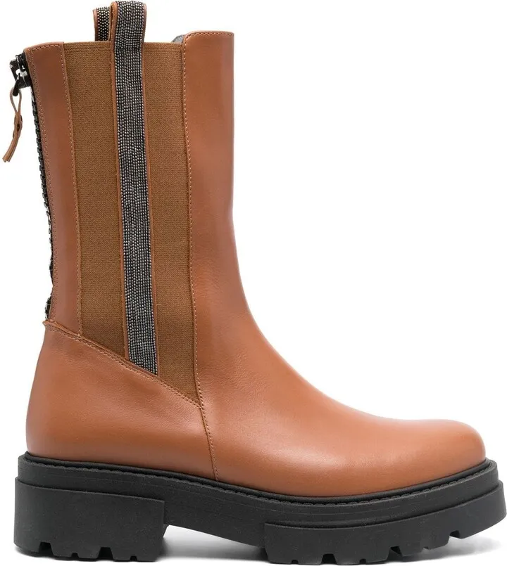 Bead-Embellished Combat Boots