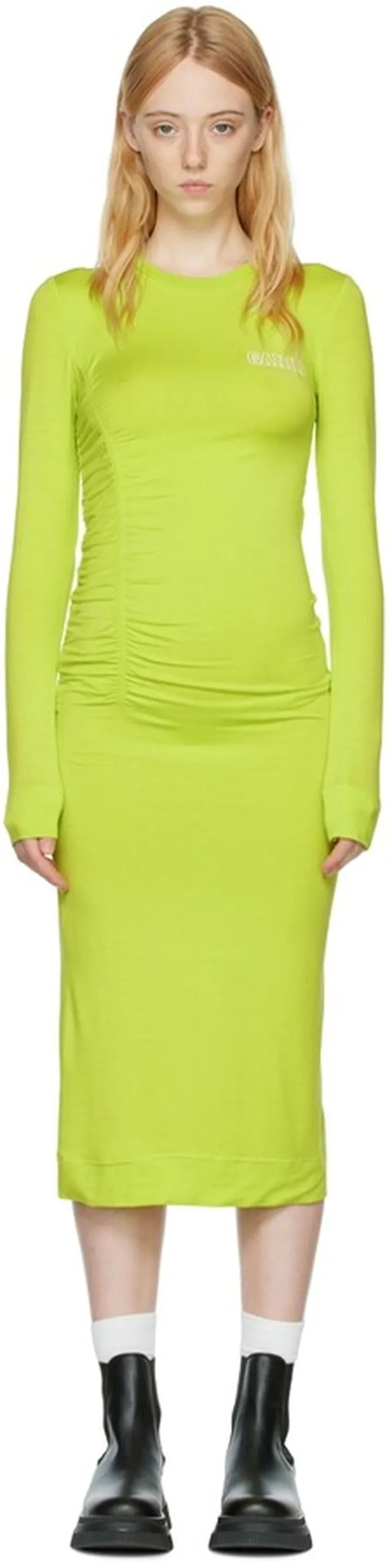 GANNI Green Lyocell Midi Dress
