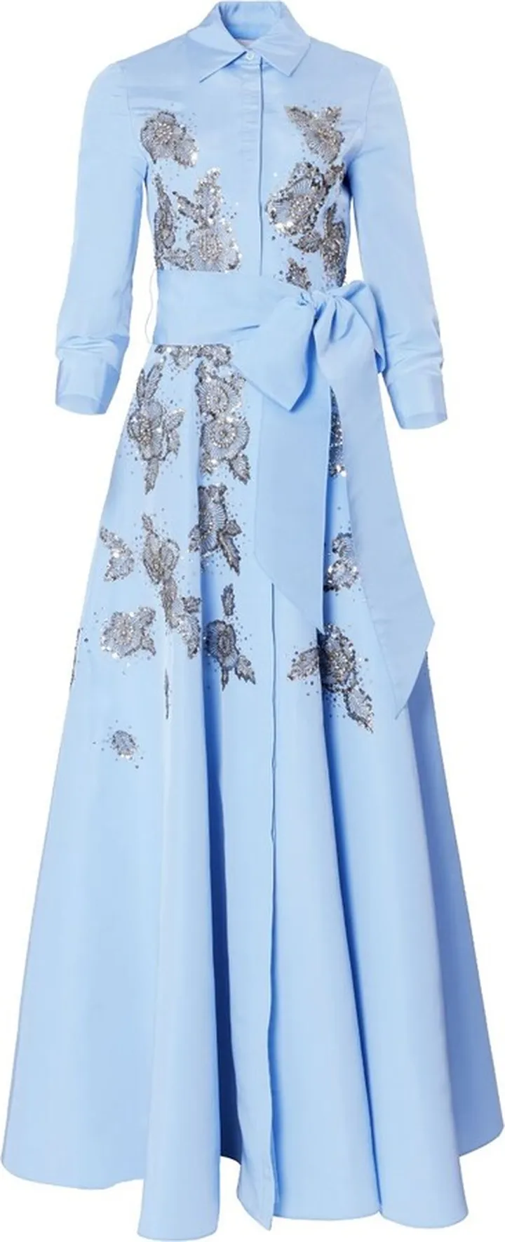 Sequin-Embellished Silk Shirtdress