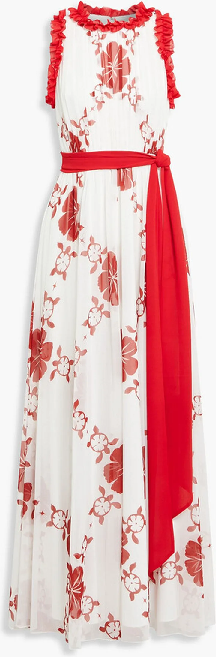 Tiered floral-print chiffon mdii dress