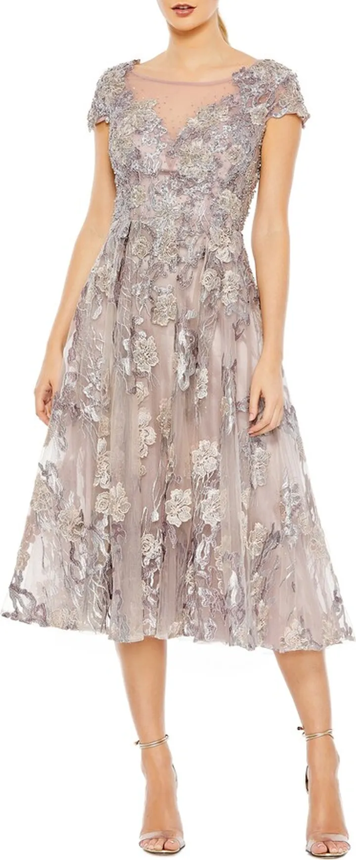 Embroidered Floral Cocktail Dress