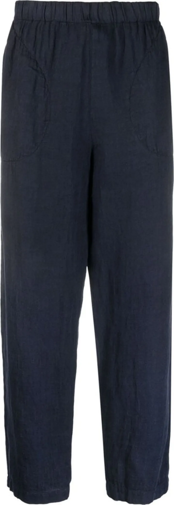 Elasticated-Waistband Straight-Leg Trousers