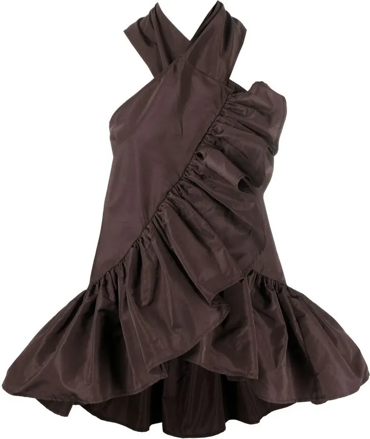 Ruffled-Trim Halterneck Blouse