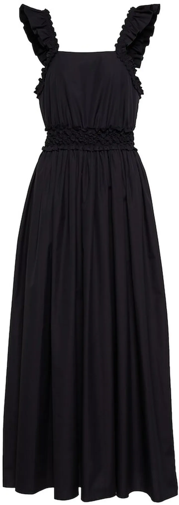 Frill-trimmed cotton maxi dress