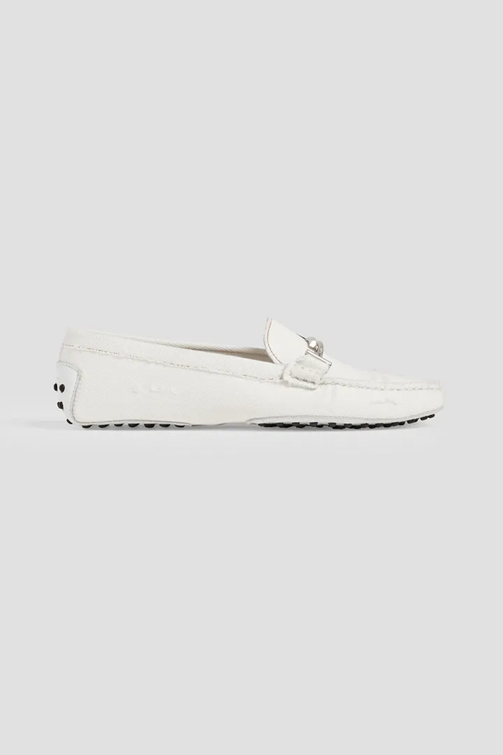 Double T distressed denim loafers