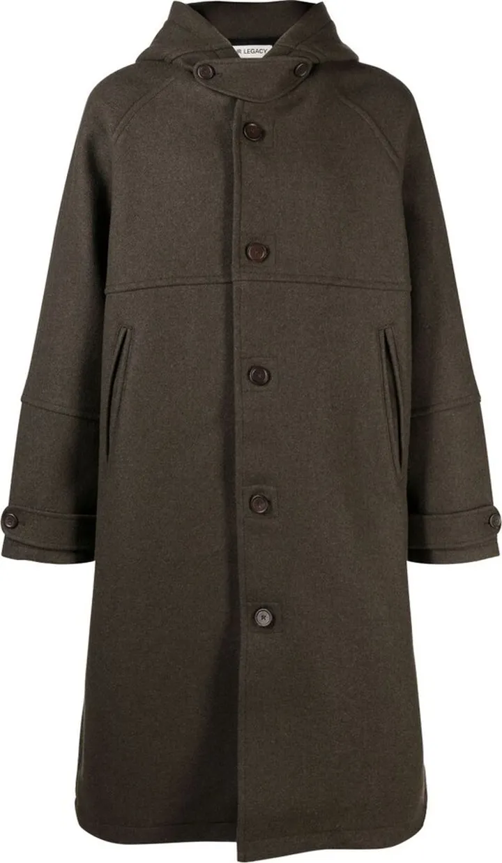 Green Duffle Single-Breasted Wool Coat