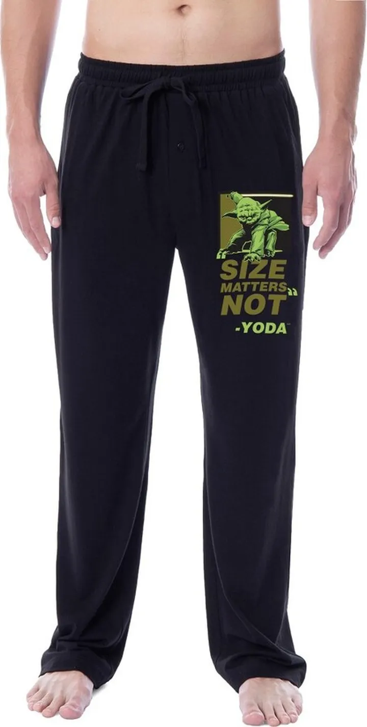 Star Wars Men's Yoda Size Matters Not Character Sleep Pajama Pants (Large) Black