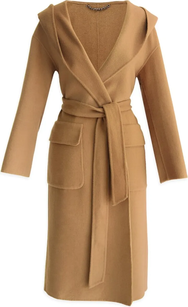 Belle & Bloom - Runaway Wool Blend Robe Coat - Dark Camel