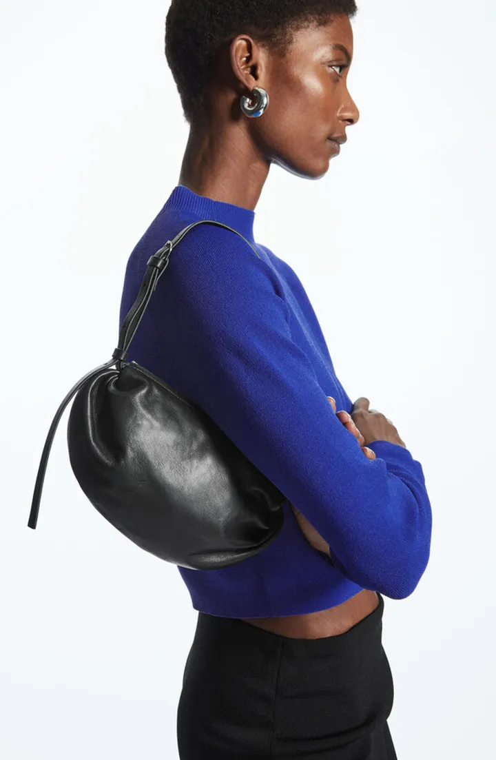 Gathered Leather Shoulder Bag