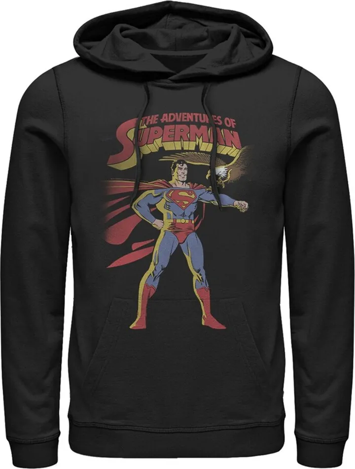 Men's Superman Patriotic Adventures Pull Over Hoodie - Black - Small
