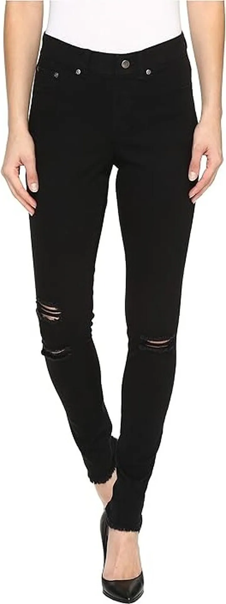 HUE Ripped Knee Denim Leggings (Black) Women's Jeans