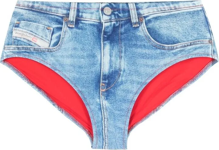 Trompe L'oeil Print Bikini Bottoms