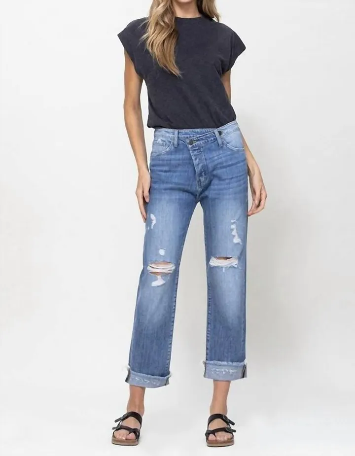 Criss Cross Boyfriend Jean in Blue