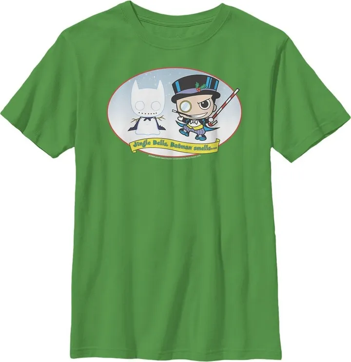Boy's Batman Christmas Naughty Penguin T-Shirt - Kelly Green - X Small