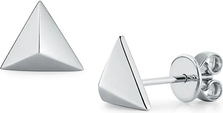 White Gold Pyramid Stud Earrings
