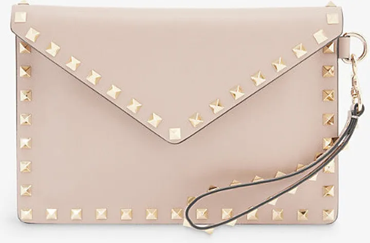 Womens Poudre Rockstud Envelope Leather Pouch bag