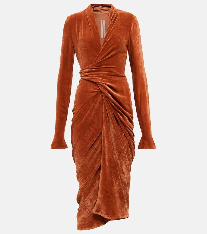 Velvet wrap midi dress