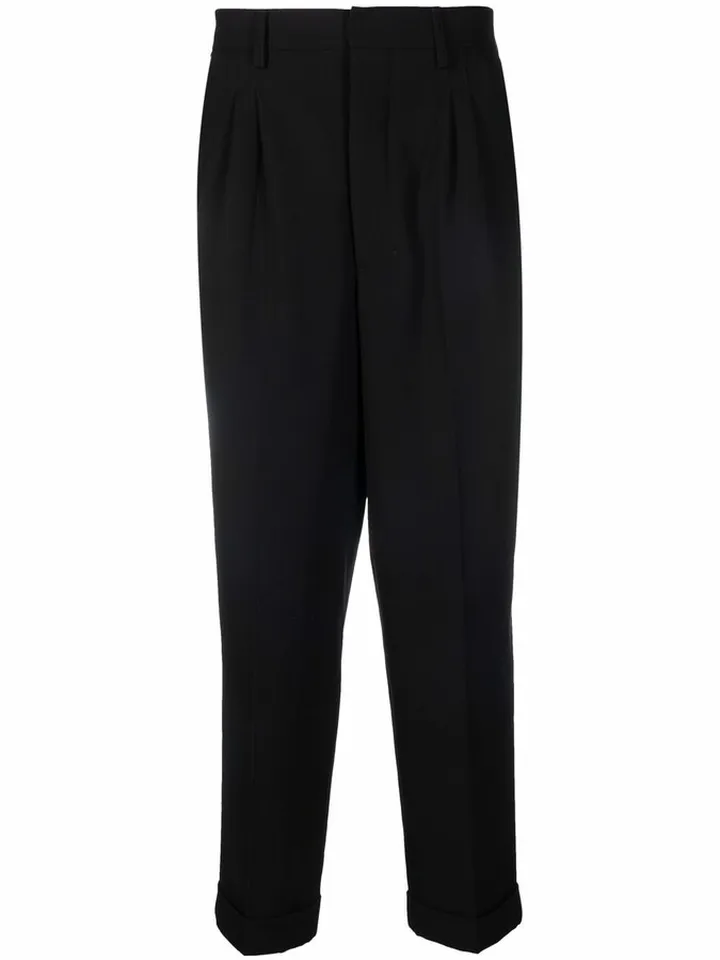 Pleat-Detail Carrot Fit Trousers