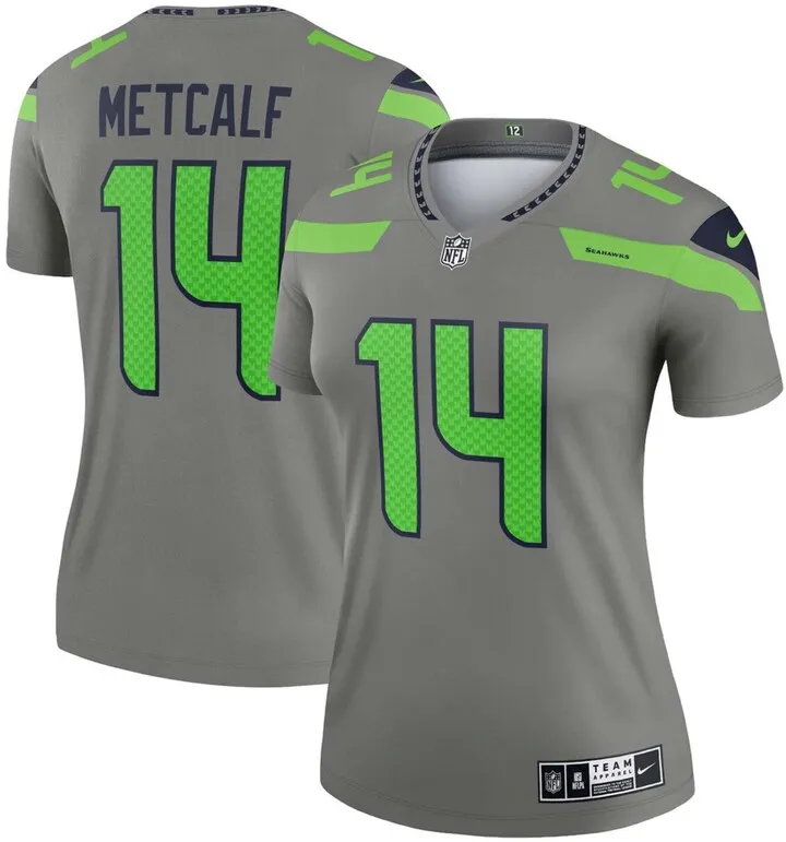Women's Dk Metcalf Gray Seattle Seahawks Inverted Legend Jersey