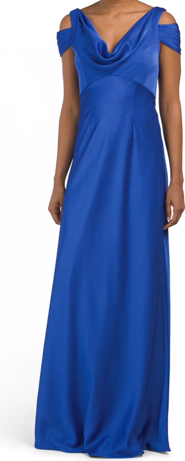 Lina Cowl Neck Draped Shoulder Gown
